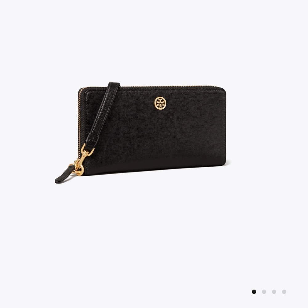 Tory Burch Robinson Continental Zip Wallet Black